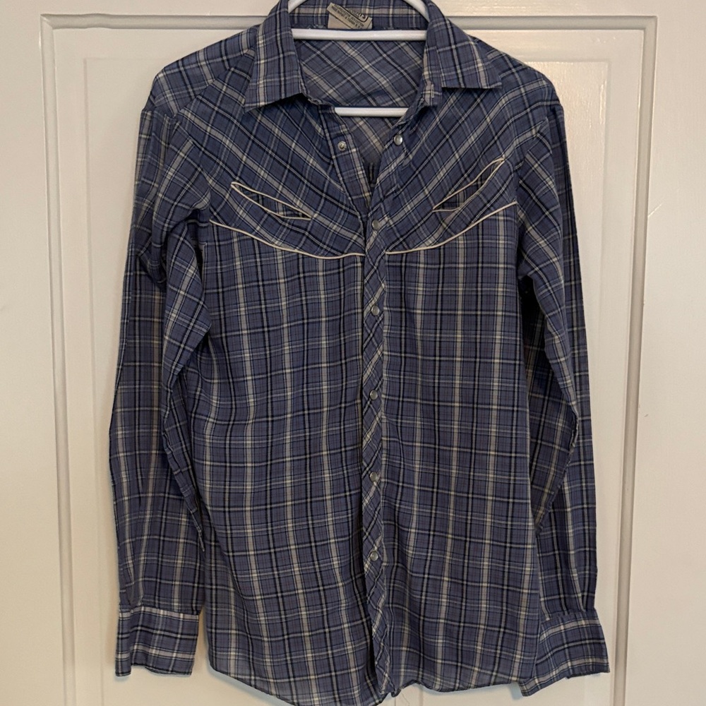 Vintage Women’s Saturdays in Cali Blue Plaid‎ Button-Up Shirt